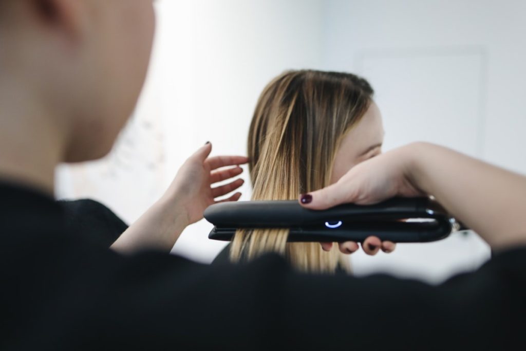 flat iron and blow-dry